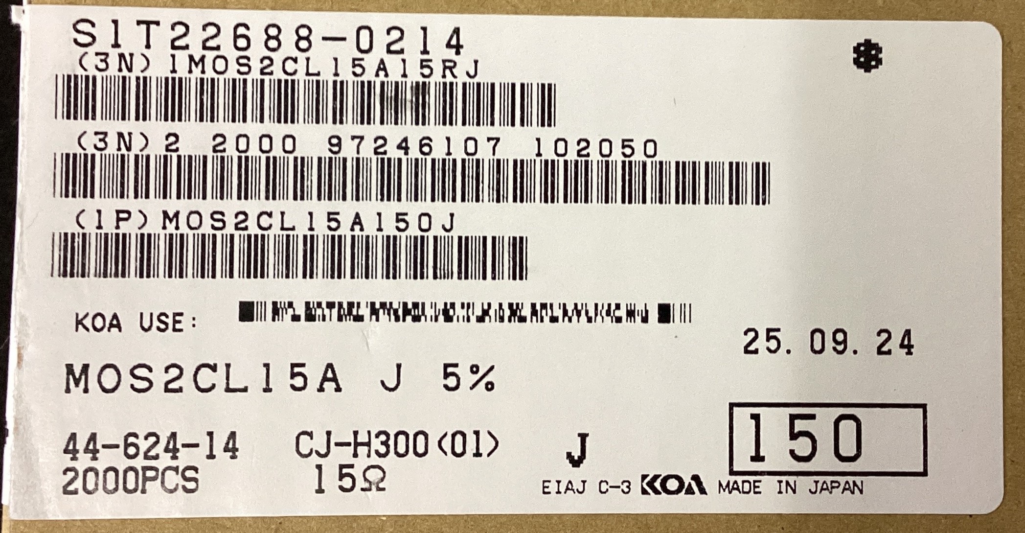 MOS2CL15A150J